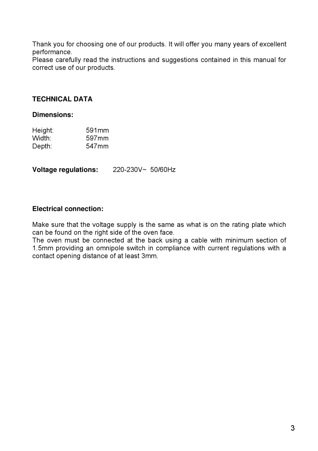 Foster 7120 043 user manual Technical Data 