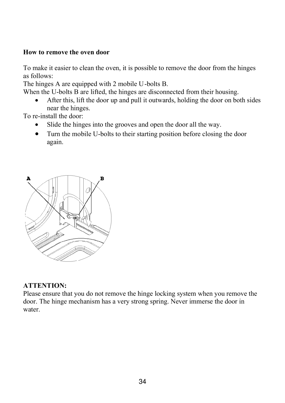 Foster 7123040 user manual How to remove the oven door 