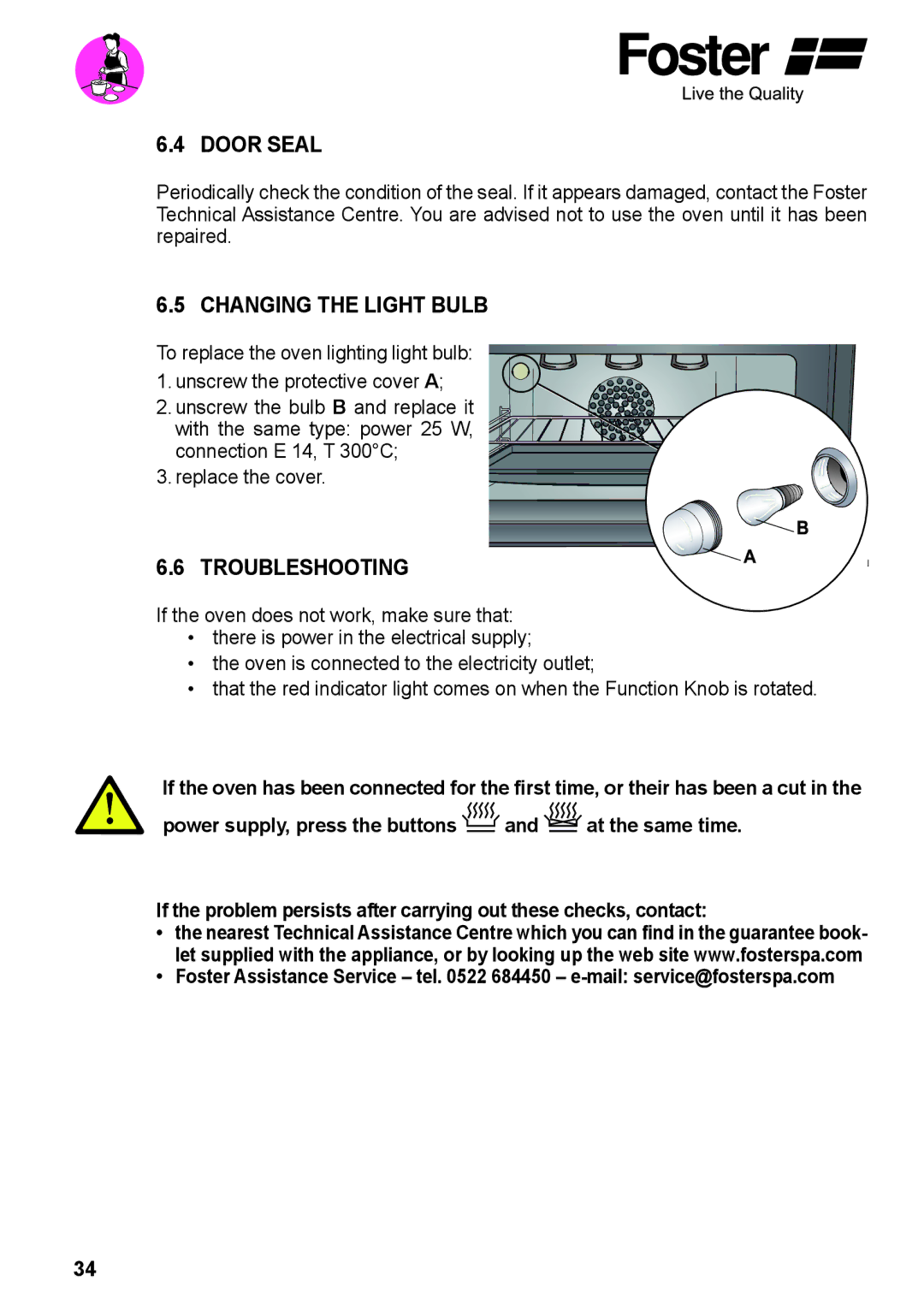 Foster 7170 052, 7172 042 user manual Door Seal, Changing the Light Bulb, Troubleshooting 