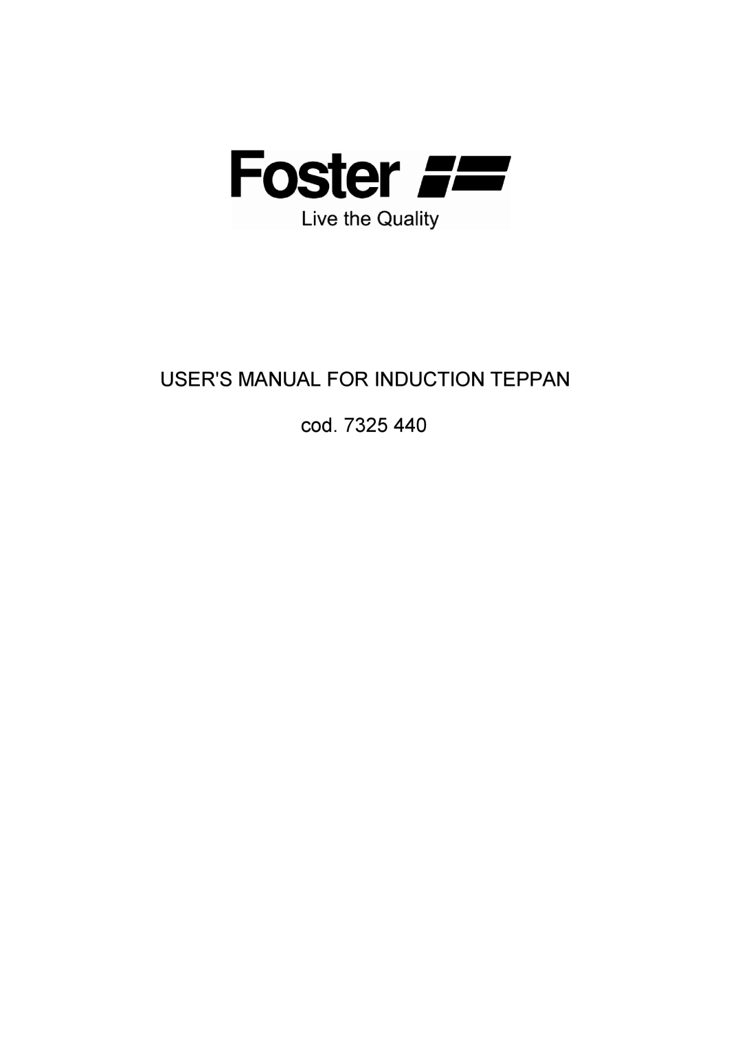 Foster 7325 440 user manual Cod 