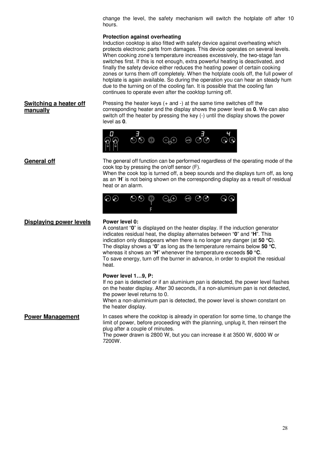 Foster 7372 241 user manual General off, Displaying power levels, Power Management 