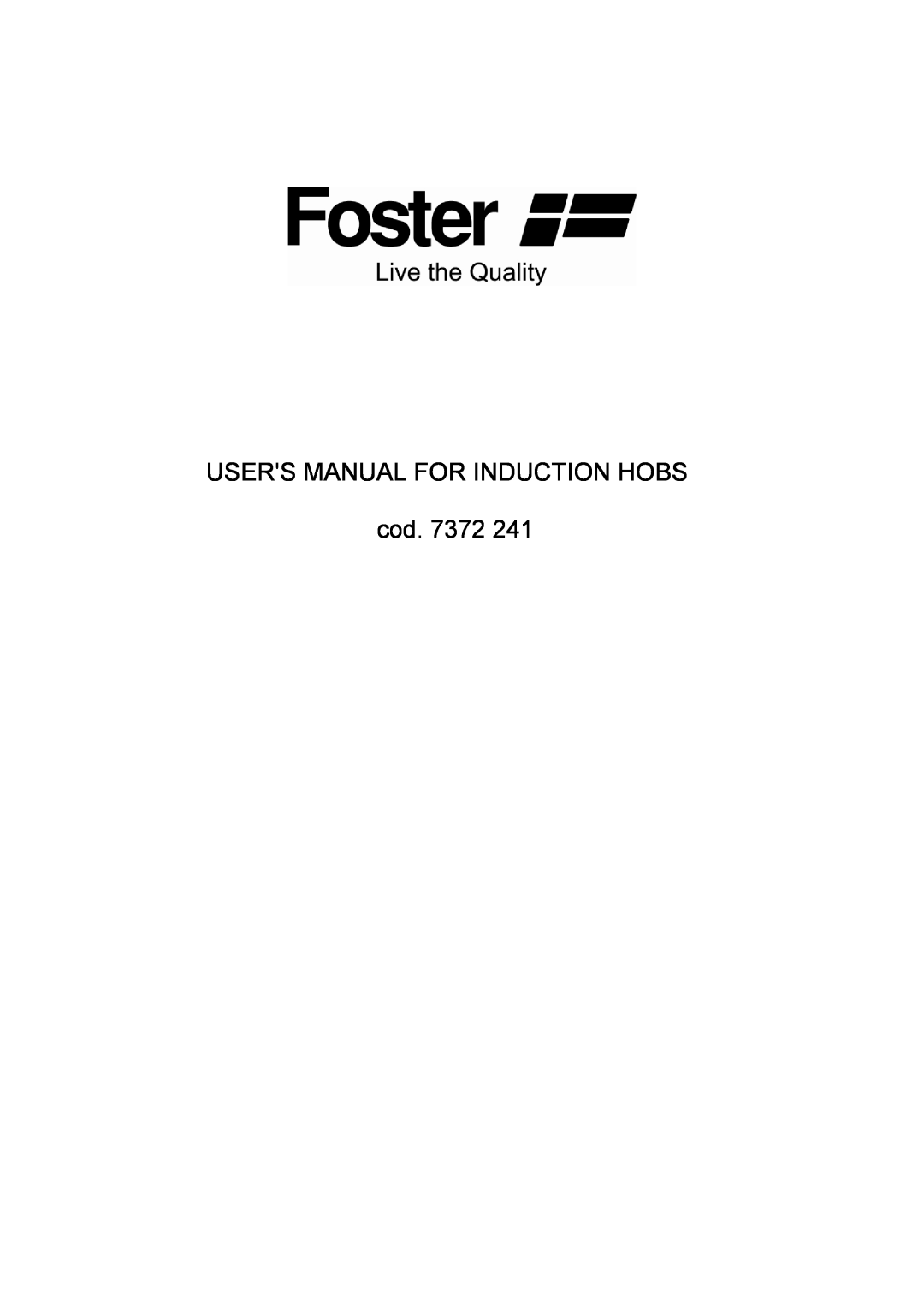 Foster 7372 241 user manual cod 