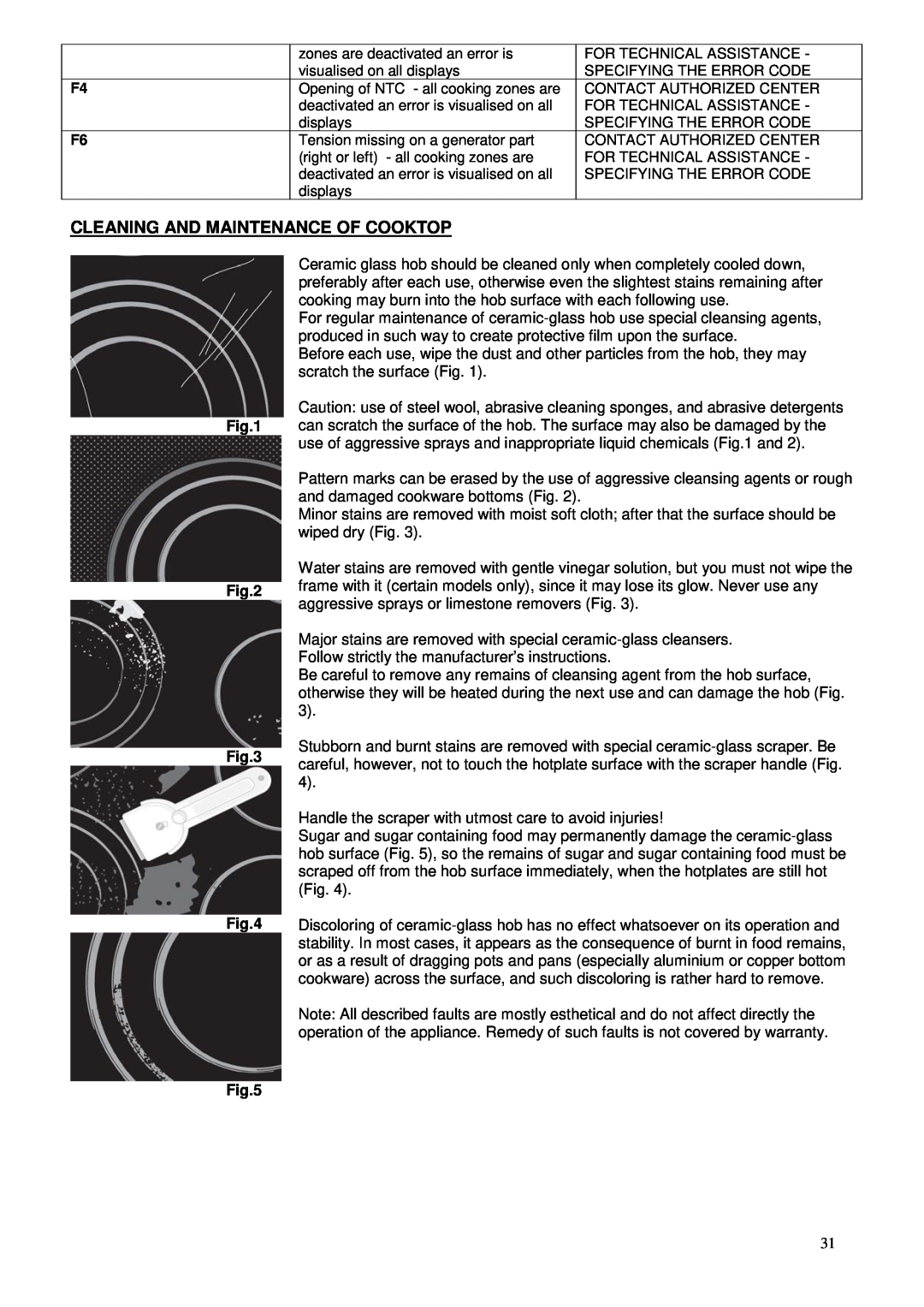 Foster 7372 241 user manual Cleaning And Maintenance Of Cooktop 