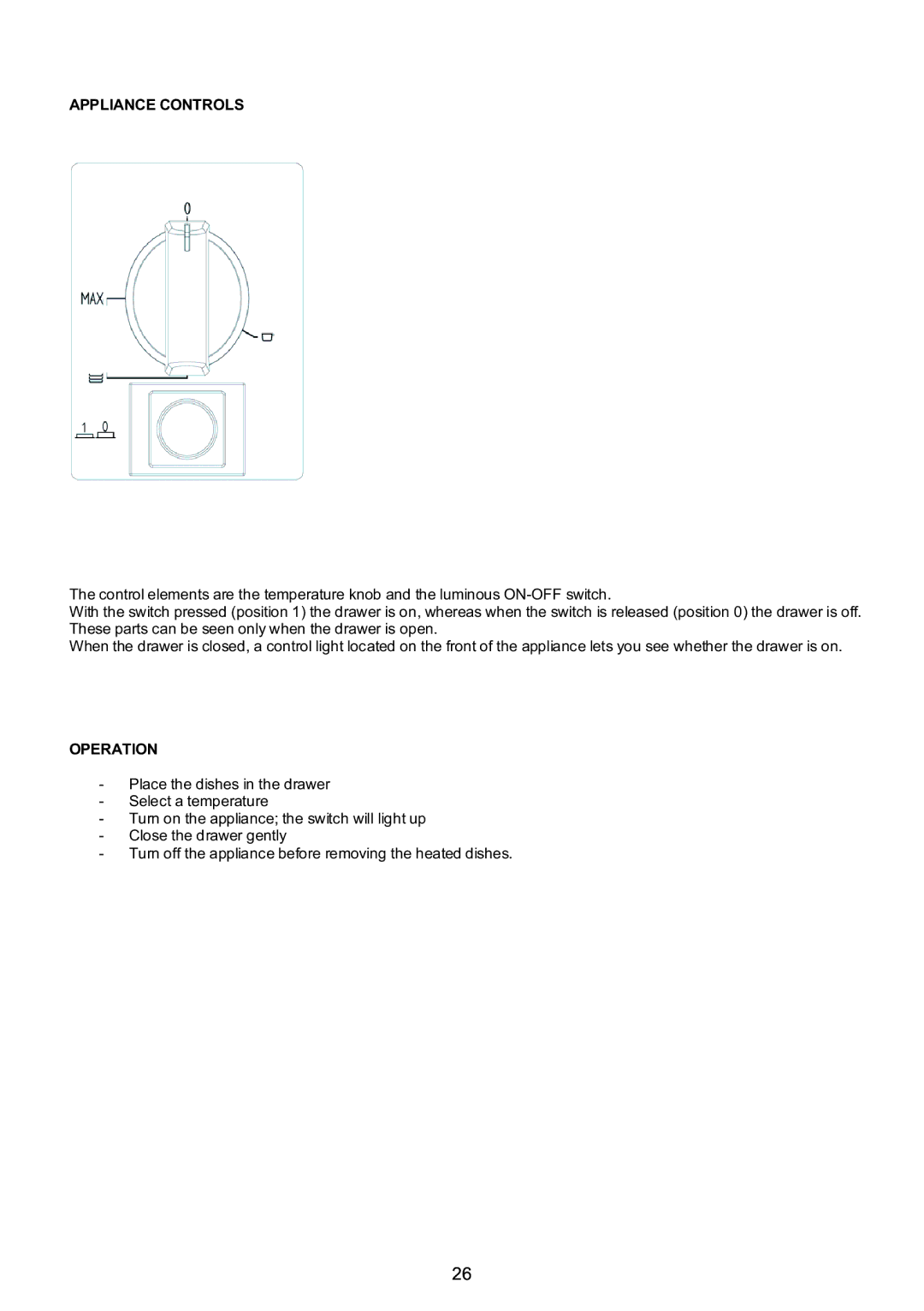 Foster cod.7138 000 user manual Appliance Controls 