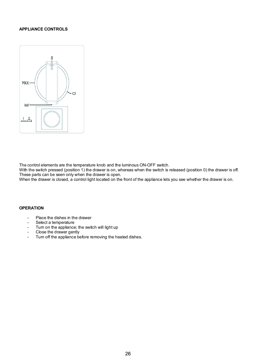 Foster cod.7138 000 user manual Appliance Controls, Operation 