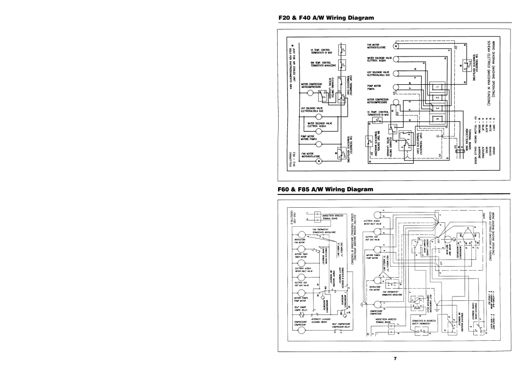 Foster FCI20, F85, F60, FCI30, FCI85, FCI40, FCI60 service manual F20 & F40 A/W Wiring Diagram 