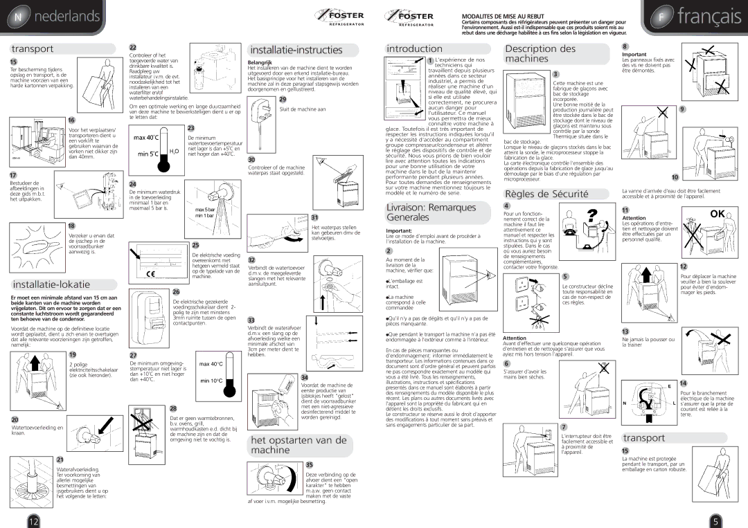 Foster F20, F85, F40, F60 manual Installatie-instructies 