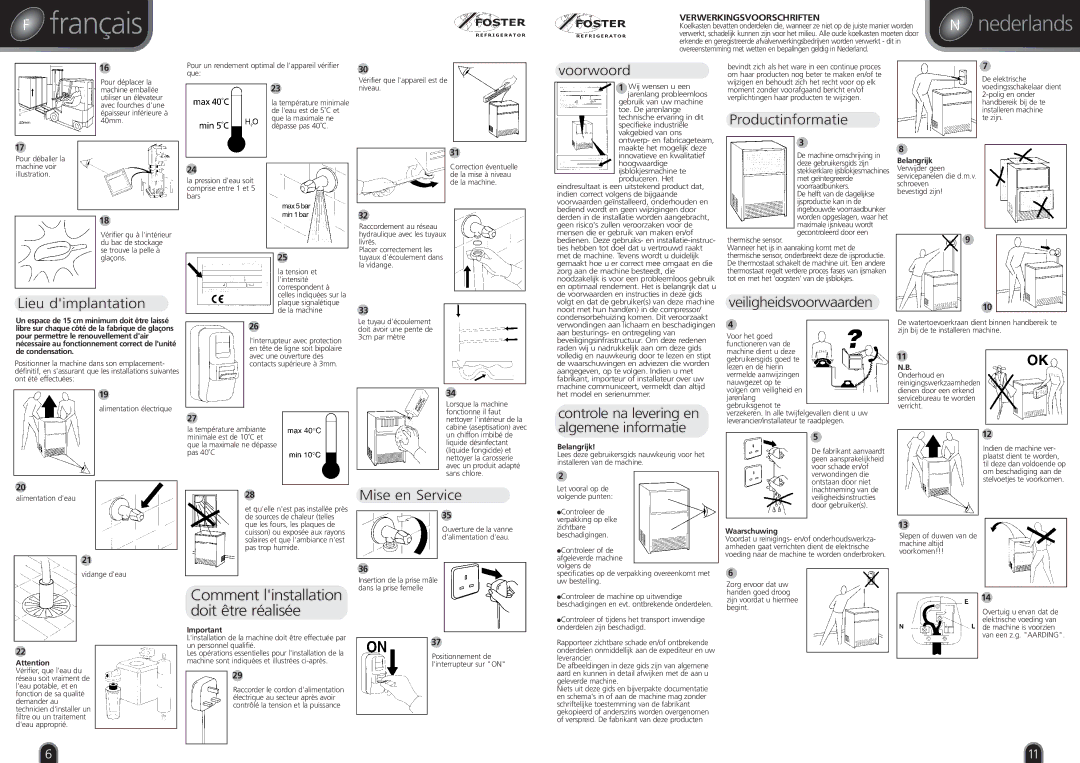 Foster F40, F85, F20, F60 manual Français, Comment linstallation doit être réalisée 