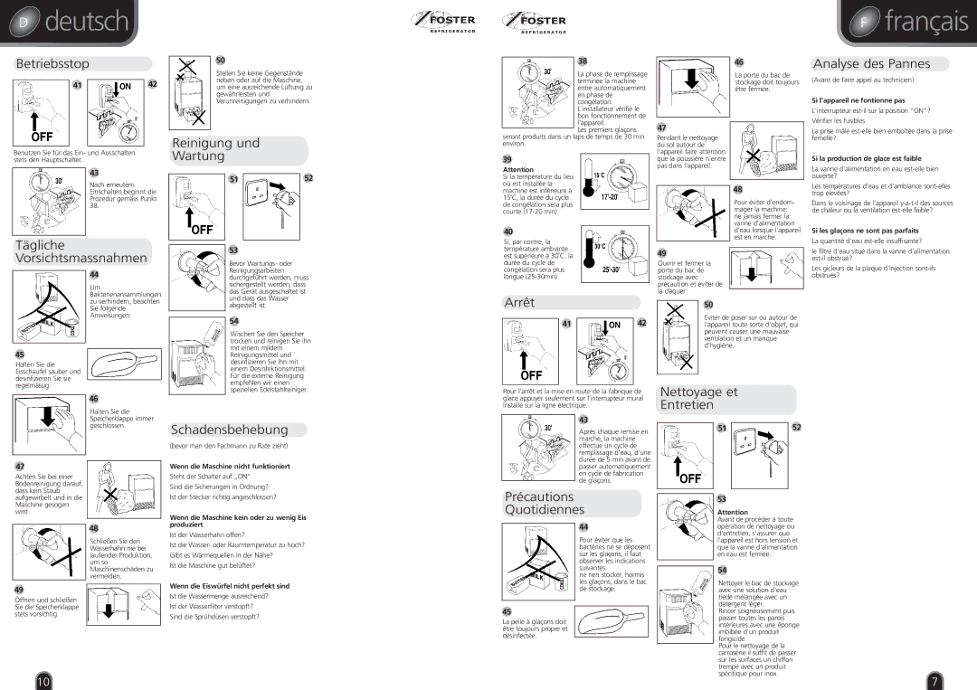 Foster F60, F85, F20, F40 manual Deutsch, Français 