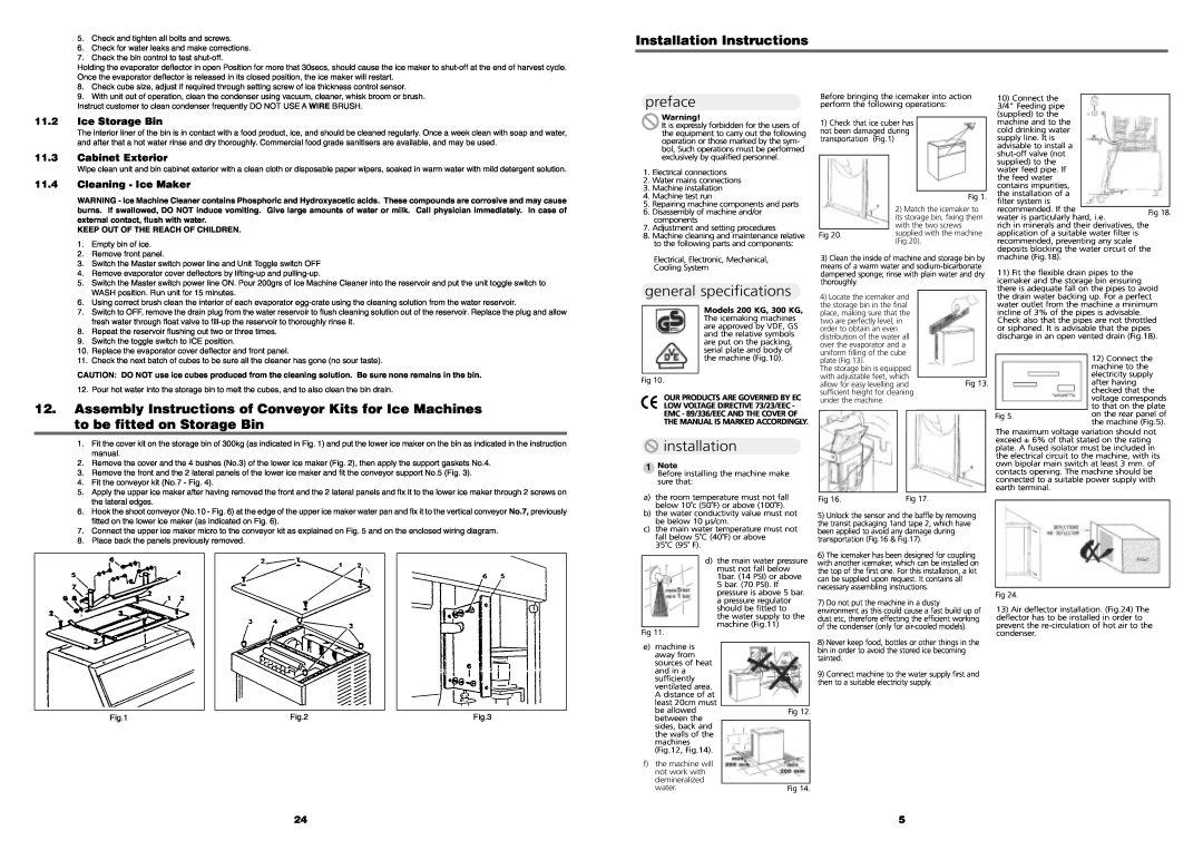 Foster FMIC180 manual Installation Instructions, preface, general specifications, installation 
