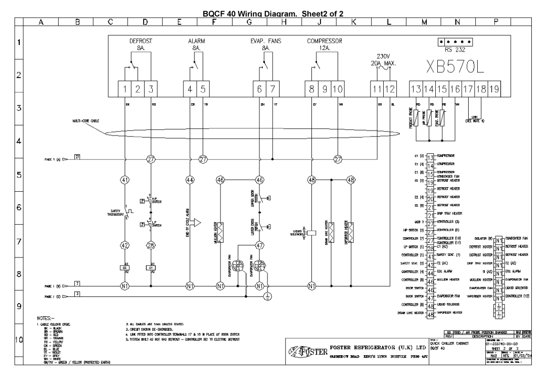 Foster QC 600, QC 11, BQCF 40 manual Bqcf 40 Wiring Diagram. Sheet2 