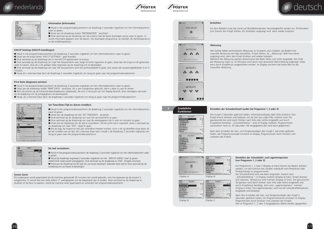 Foster RBC20, BC36, BCCF RI 1, BCF11, BC21, BCF21, BCF36, BCCF 1, BC51, BCF51, BC11 manual Zusätzliche, Funktionen 