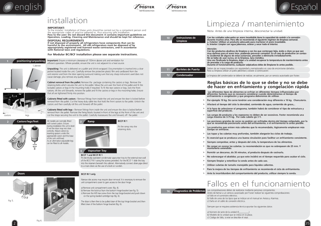 Foster BCCF RI 1, RBC20, BC36, BCF11, BC21, BCF21, BCF36, BCCF 1, BC51, BCF51, BC11 manual English, Disposal Requirements 