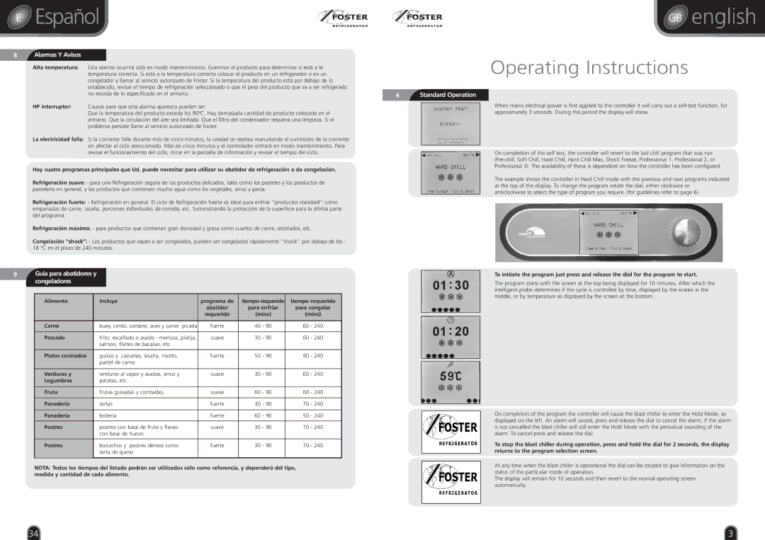 Foster BCF11, RBC20, BC36, BCCF RI 1, BC21, BCF21, BCF36, BCCF 1, BC51, BCF51, BC11 Español, GB english, Operating Instructions 