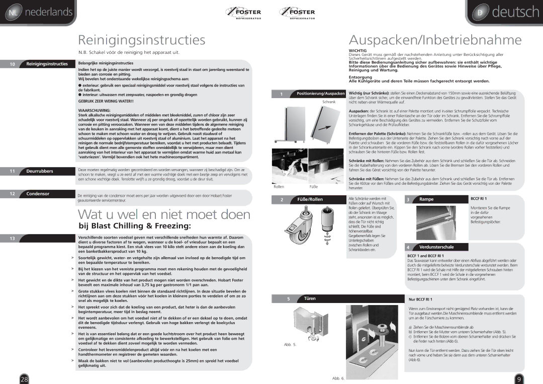 Foster BCF51, RBC20, BC36, BCCF RI 1, BCF11, BC21, BCF21, BCF36, BCCF 1, BC51 Reinigingsinstructies, Wat u wel en niet moet doen 