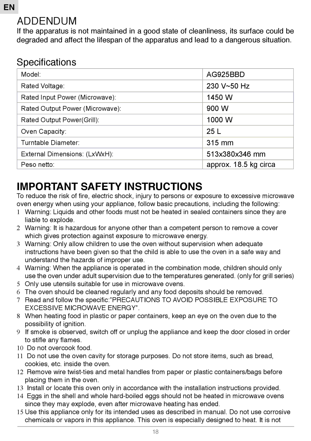 Foster S1000 manual Important Safety Instructions 