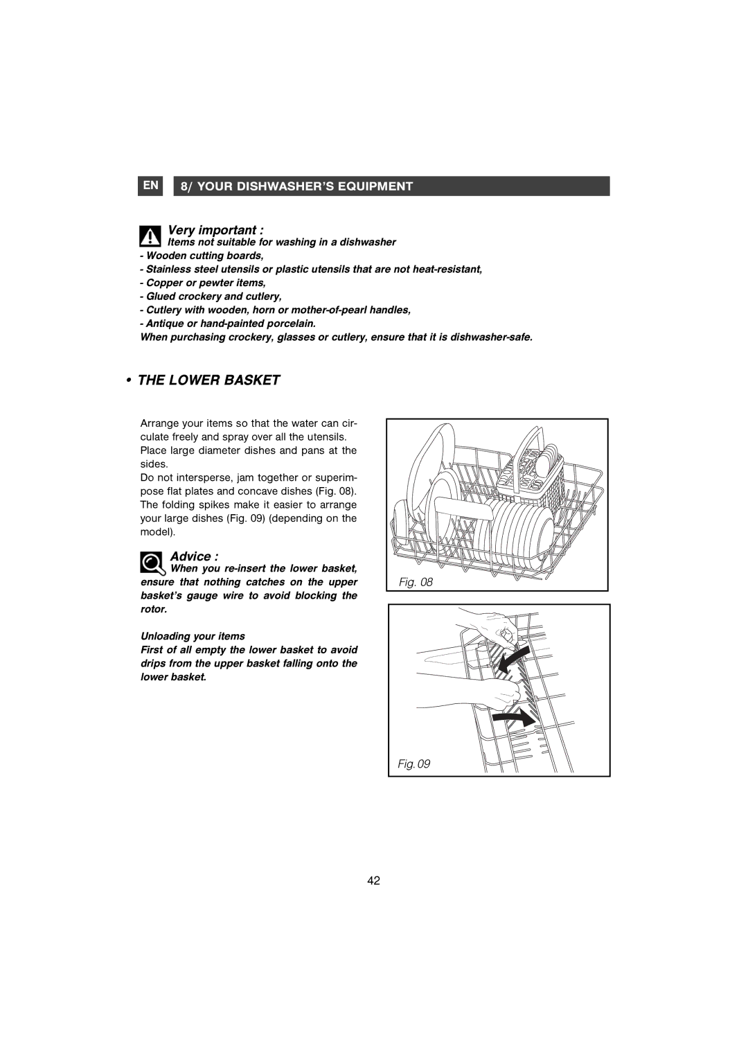 Foster S4000 manual Lower Basket, Very important 