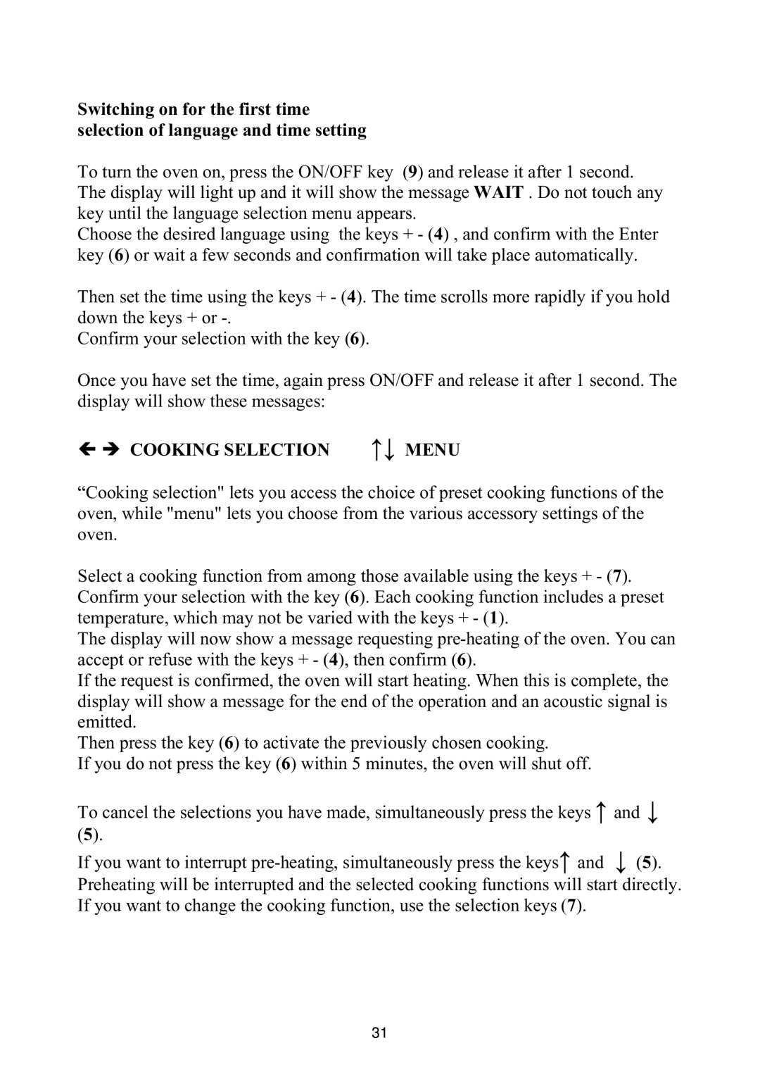 Foster S4000 user manual Cooking Selection Menu 