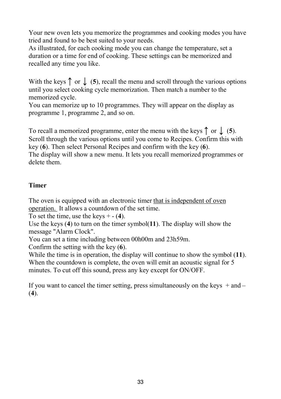 Foster S4000 user manual Timer 