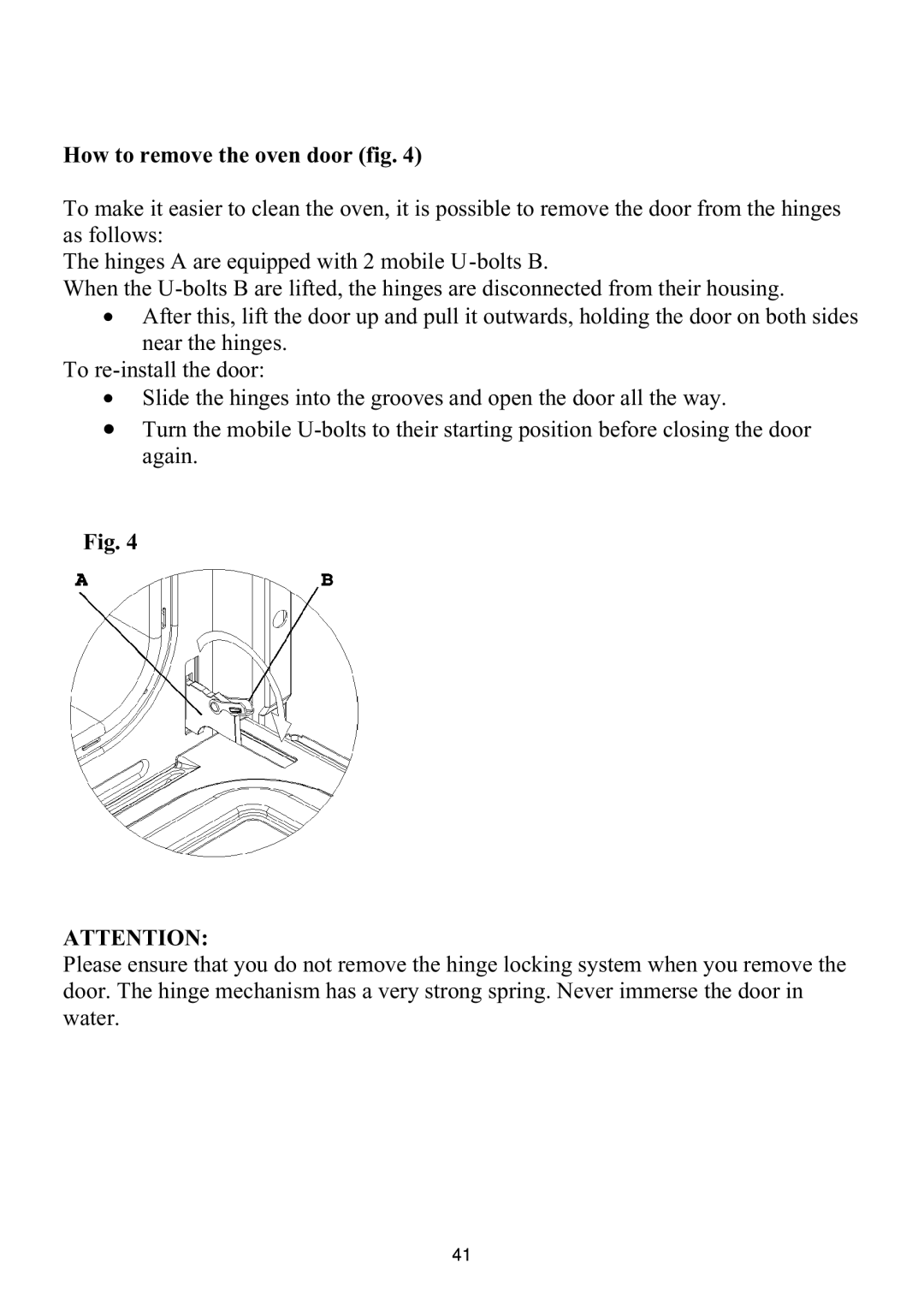 Foster S4000 user manual How to remove the oven door fig 