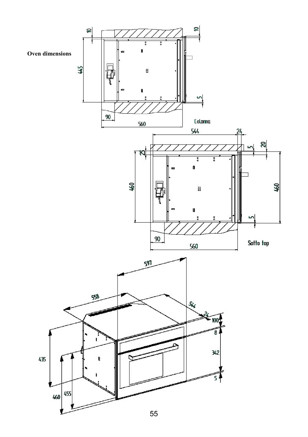 Foster S4000 user manual Oven dimensions 
