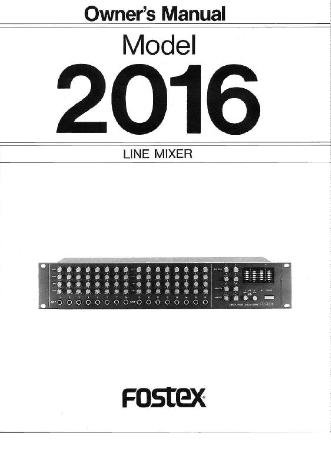 Fostex 2016 manual 