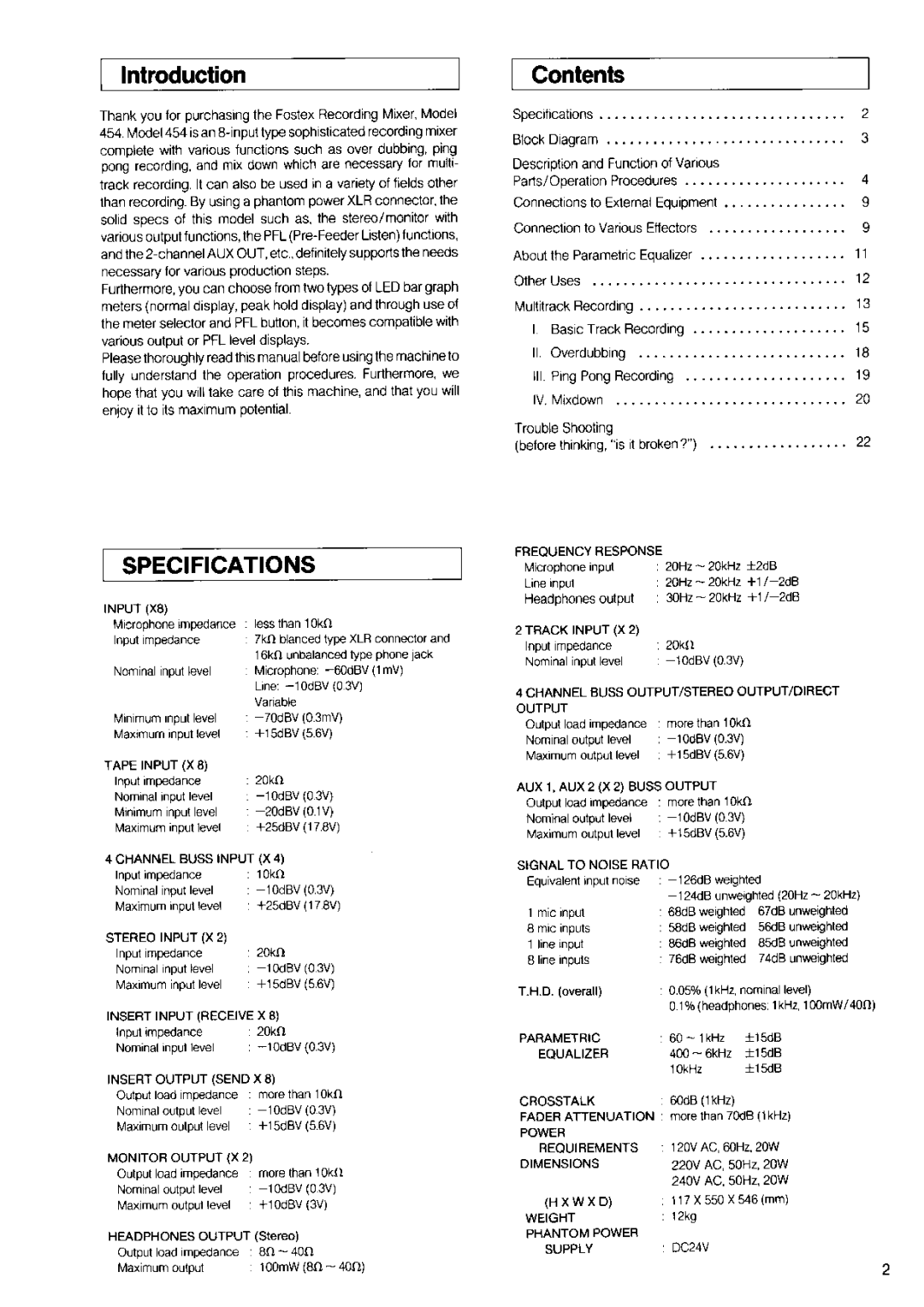 Fostex 454 manual 