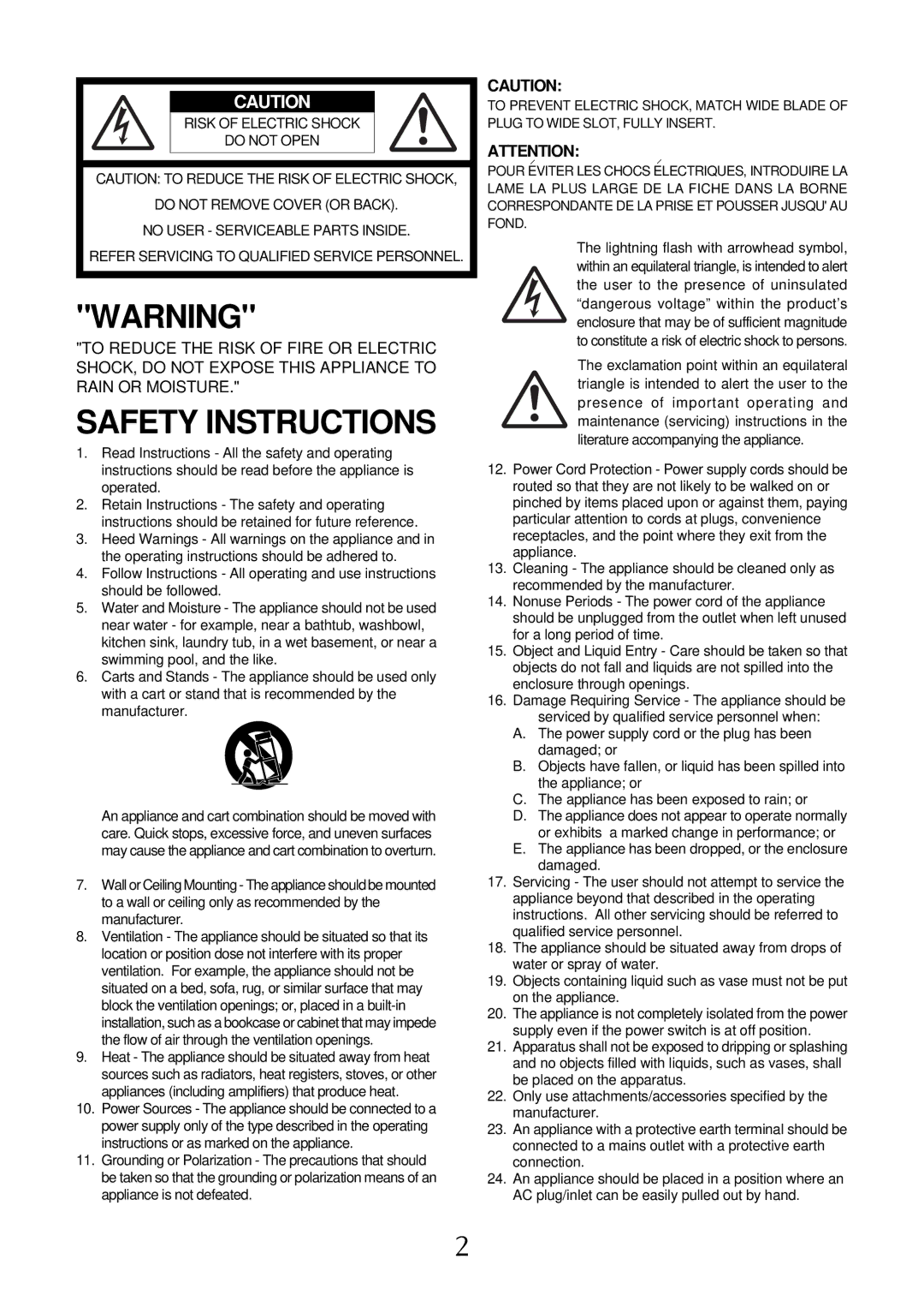 Fostex 6301D owner manual Safety Instructions 