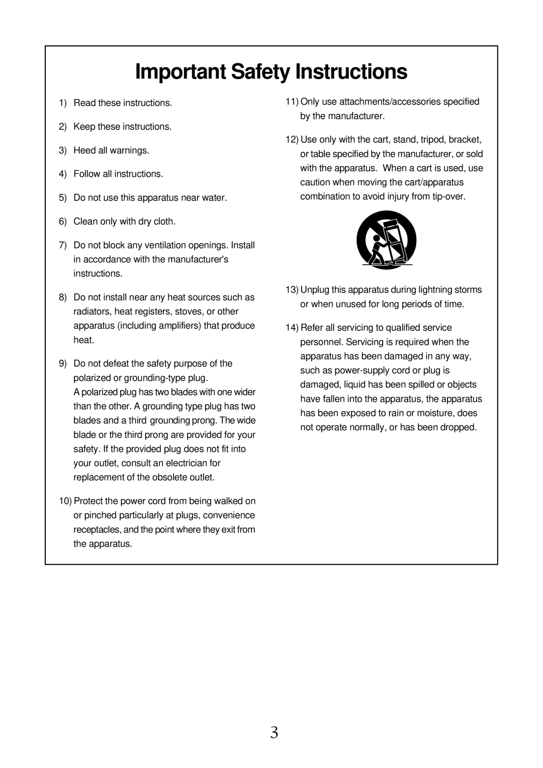 Fostex 6301D owner manual Important Safety Instructions 