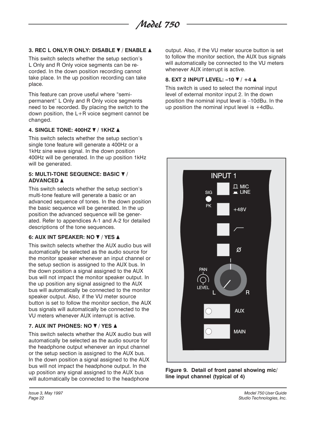 Fostex 750 manual REC L ONLY/R only Disable / Enable 