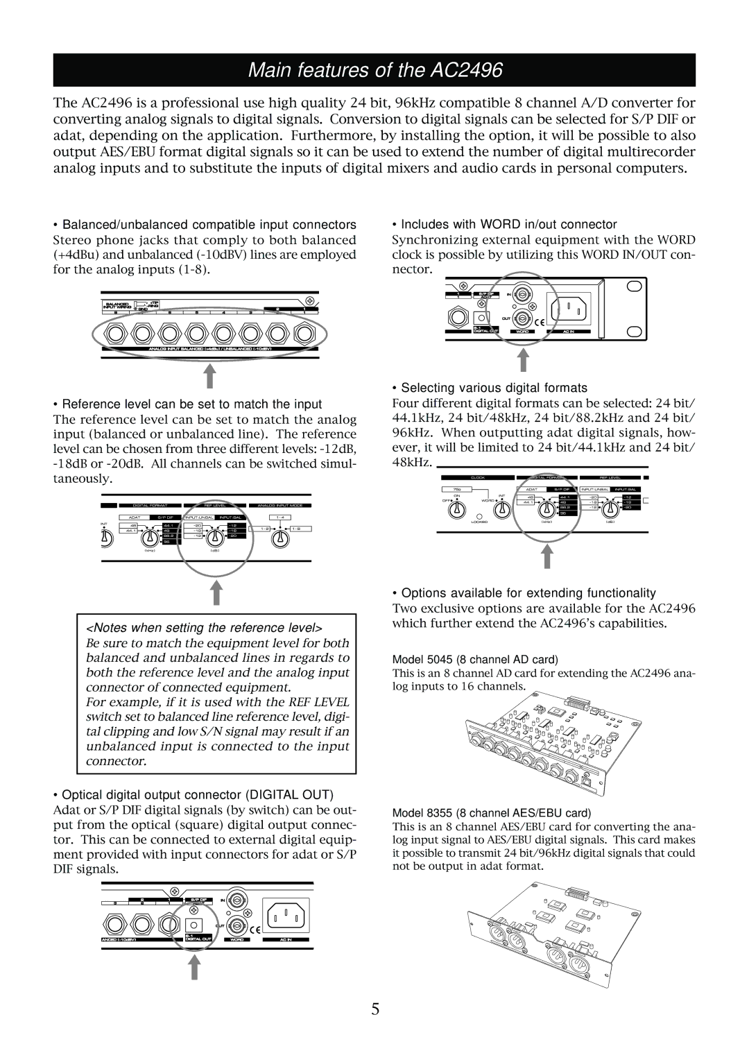 Fostex owner manual Main features of the AC2496 