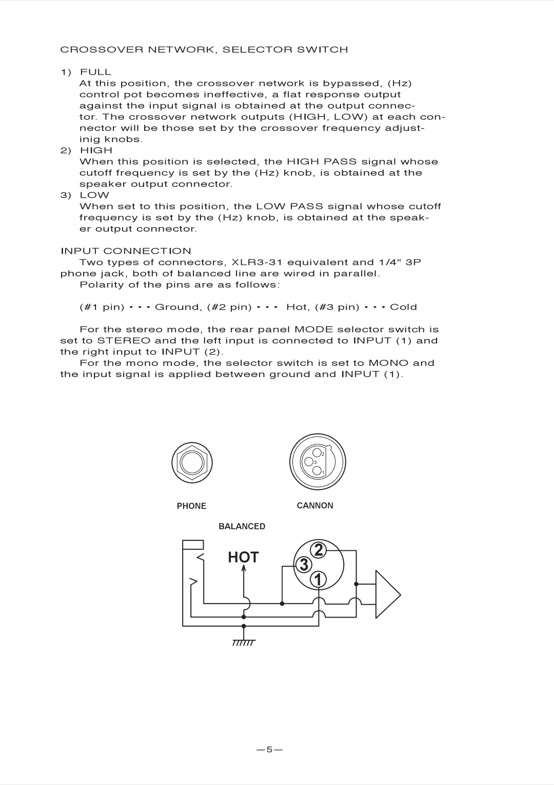 Fostex AP2090, AP2130, AP1020 owner manual Crossover NETWORK, Selector Switch Full, High, Input Connection 