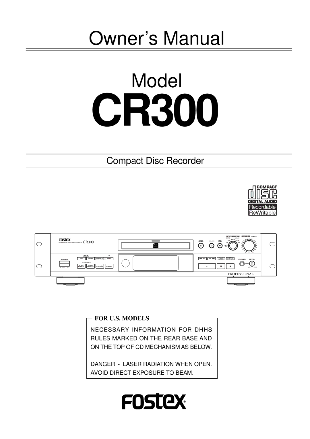 Fostex CR300 owner manual 