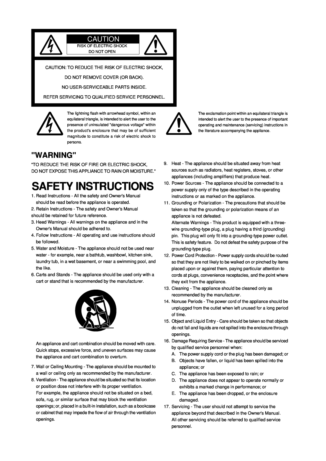 Fostex CR300 owner manual Safety Instructions 