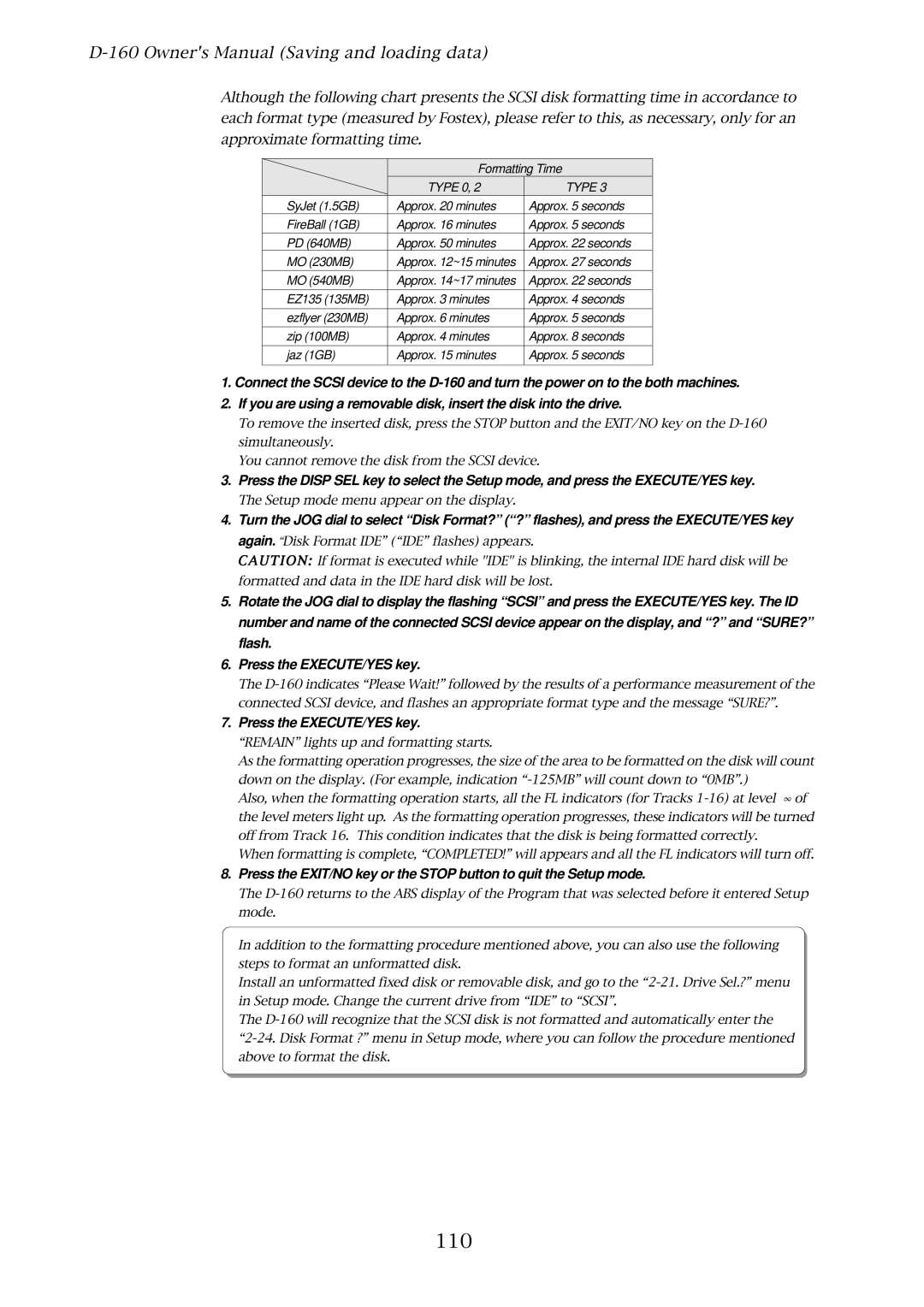 Fostex D-160 owner manual 110, Type 