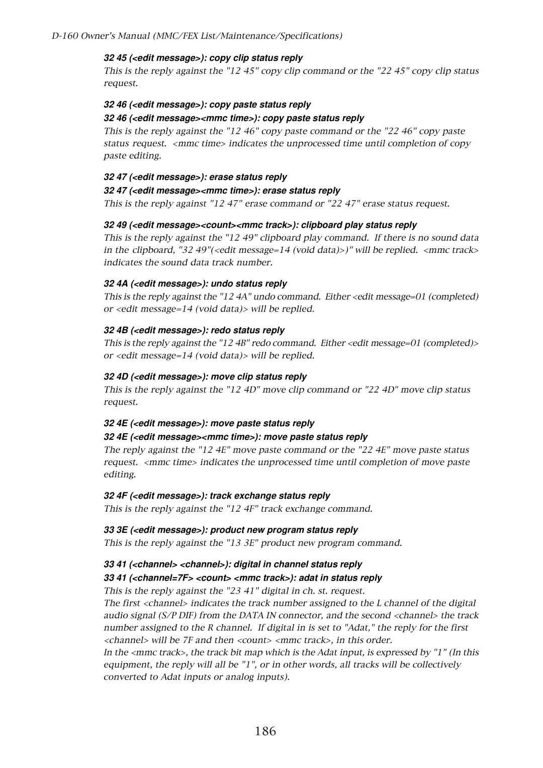 Fostex D-160 owner manual 186 