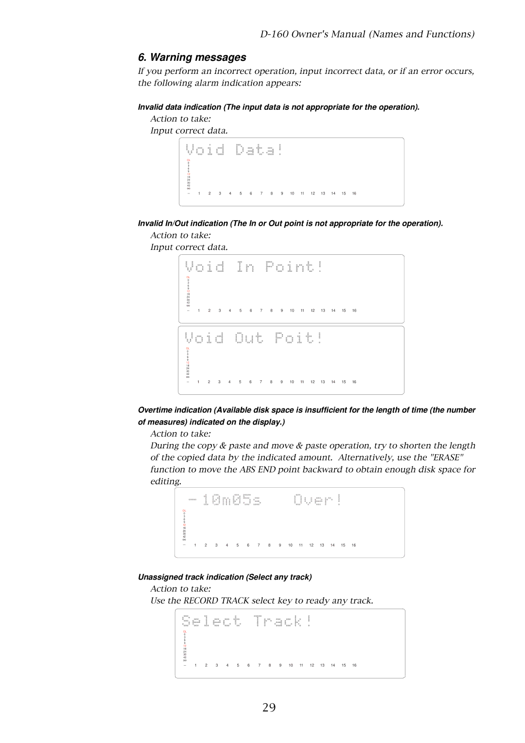 Fostex D-160 owner manual Unassigned track indication Select any track 