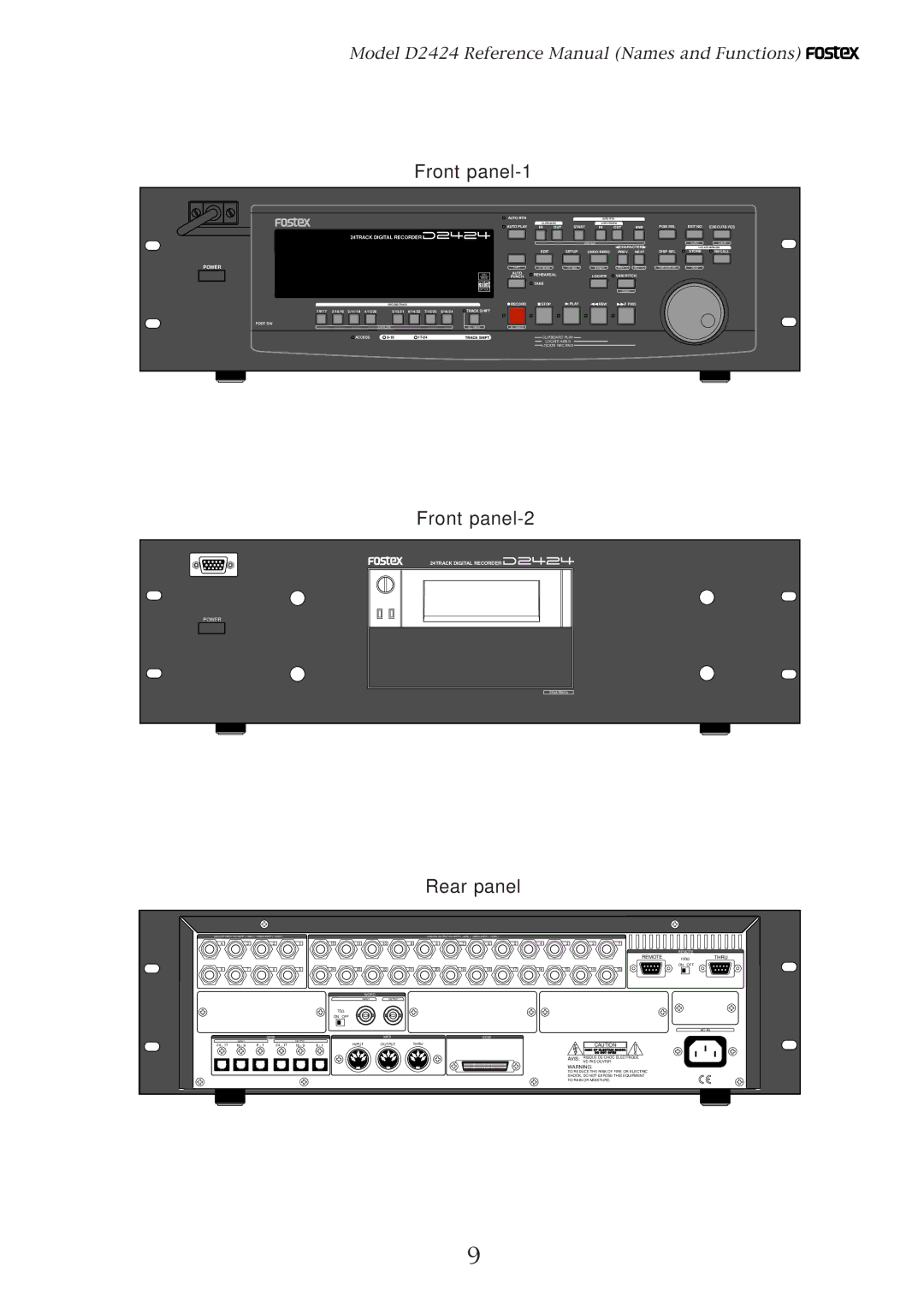 Fostex D2424 manual Front panel-2 