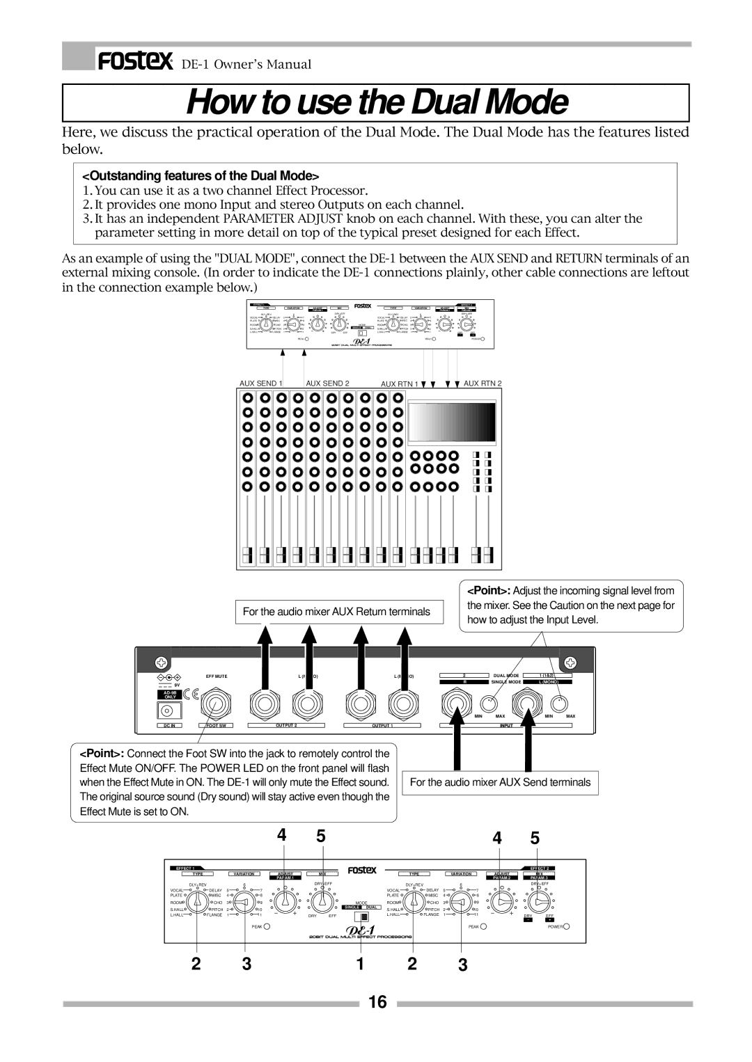 Fostex DE-1 owner manual How to use the Dual Mode, Outstanding features of the Dual Mode 