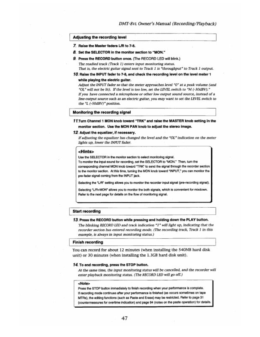 Fostex DMT-8VL manual 