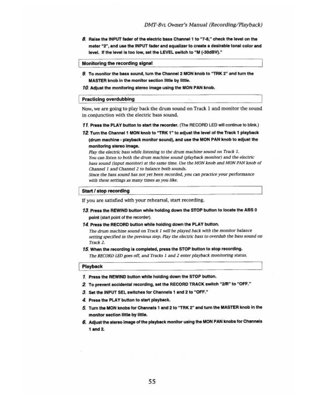 Fostex DMT-8VL manual 