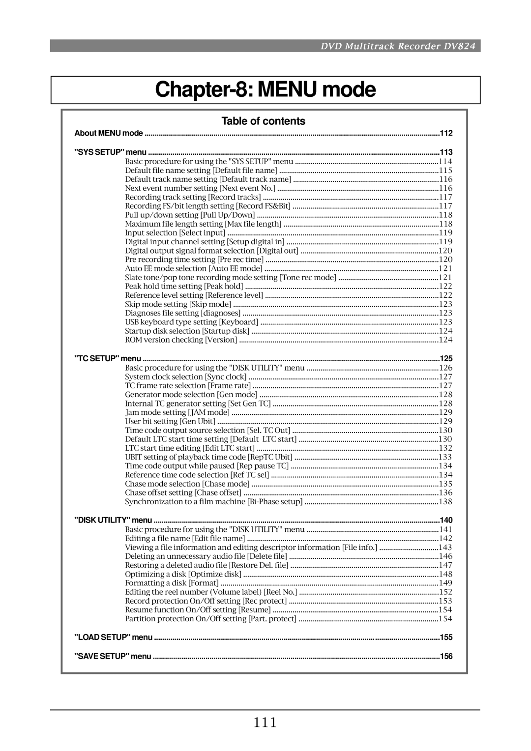 Fostex DV824 owner manual 111 