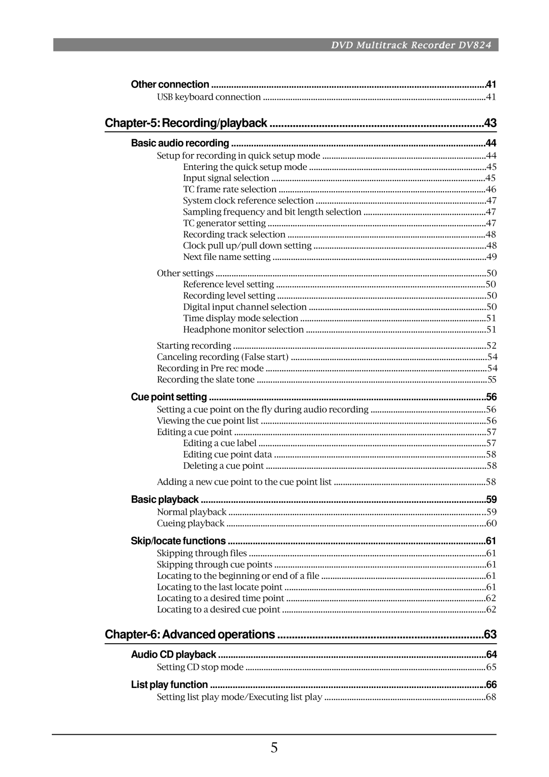 Fostex DV824 owner manual Recording/playback, Advanced operations, Skip/locate functions 