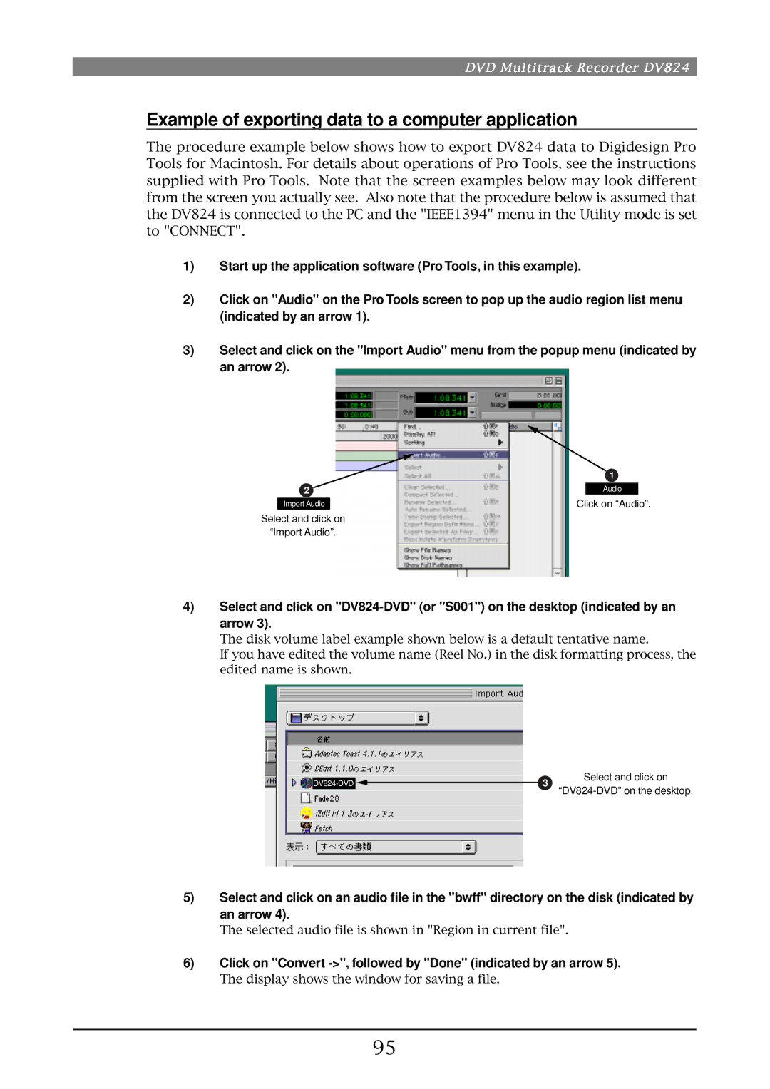 Fostex DV824 owner manual Example of exporting data to a computer application 