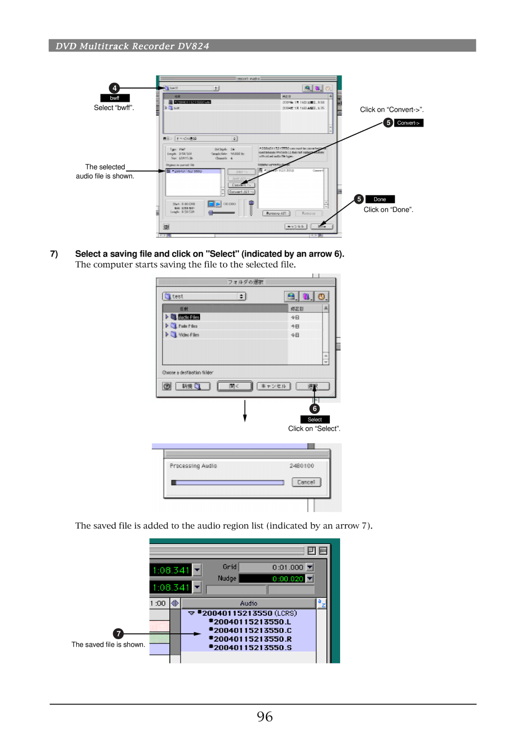 Fostex DV824 owner manual Computer starts saving the file to the selected file 