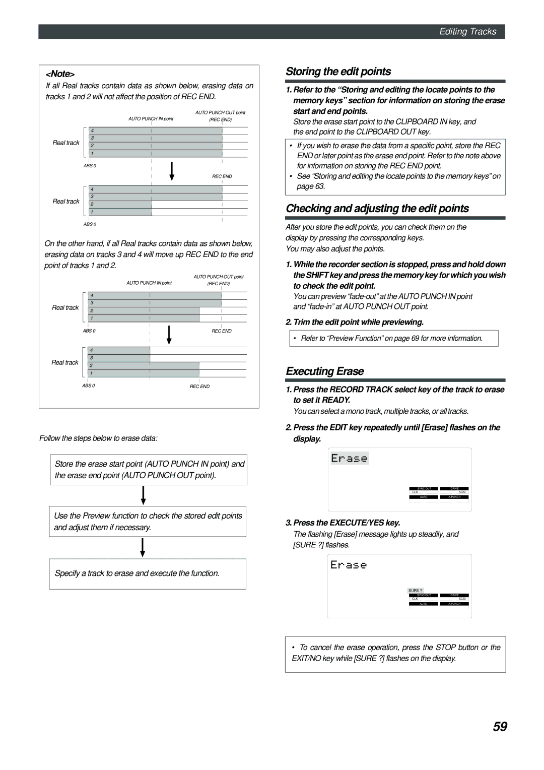 Fostex FD-4 owner manual Executing Erase 