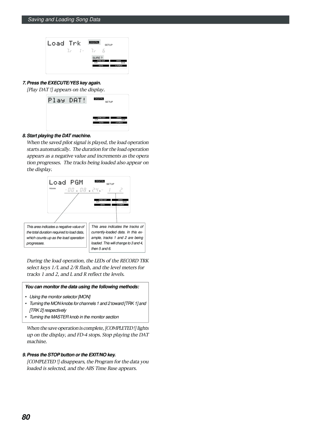 Fostex FD-4 owner manual Start playing the DAT machine, You can monitor the data using the following methods 