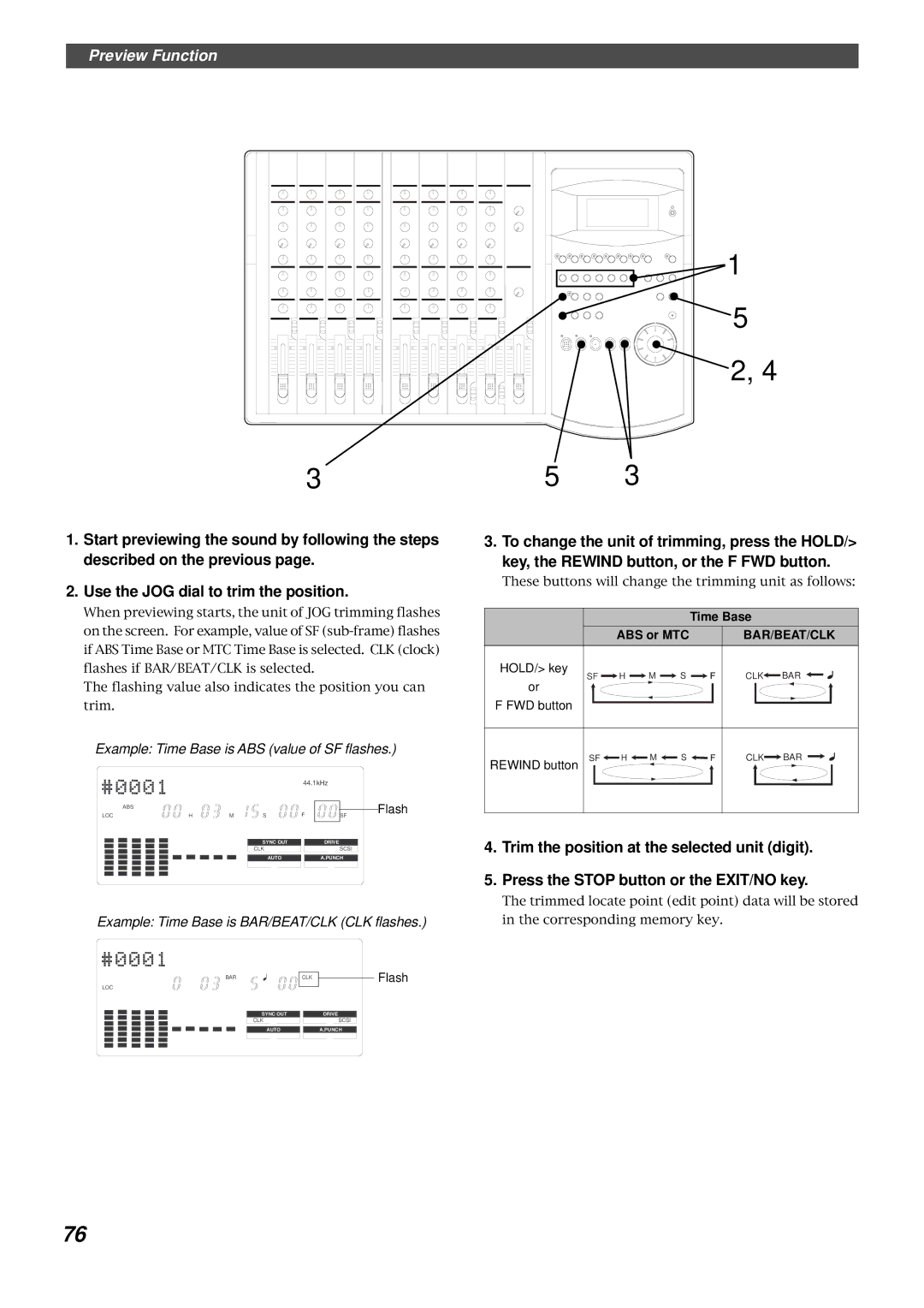 Fostex FD-8 owner manual Example Time Base is ABS value of SF flashes 