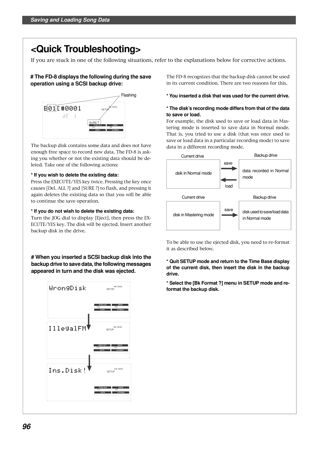 Fostex FD-8 owner manual If you wish to delete the existing data, If you do not wish to delete the existing data 