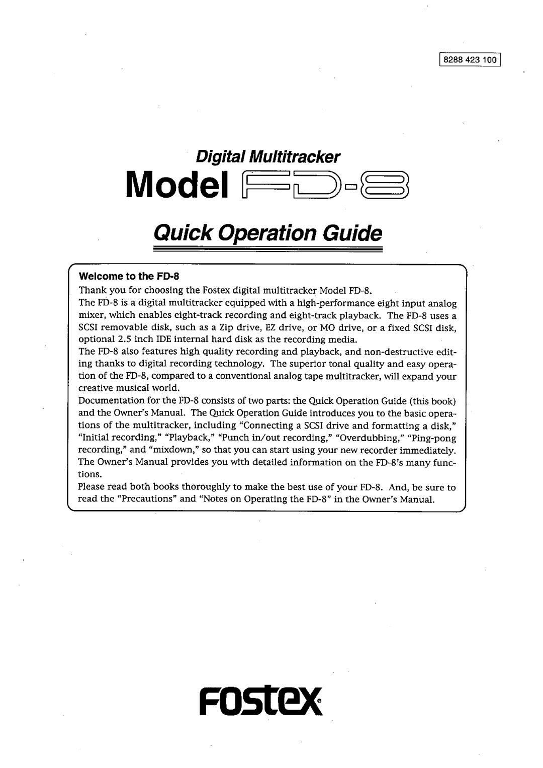 Fostex FD-8 manual 